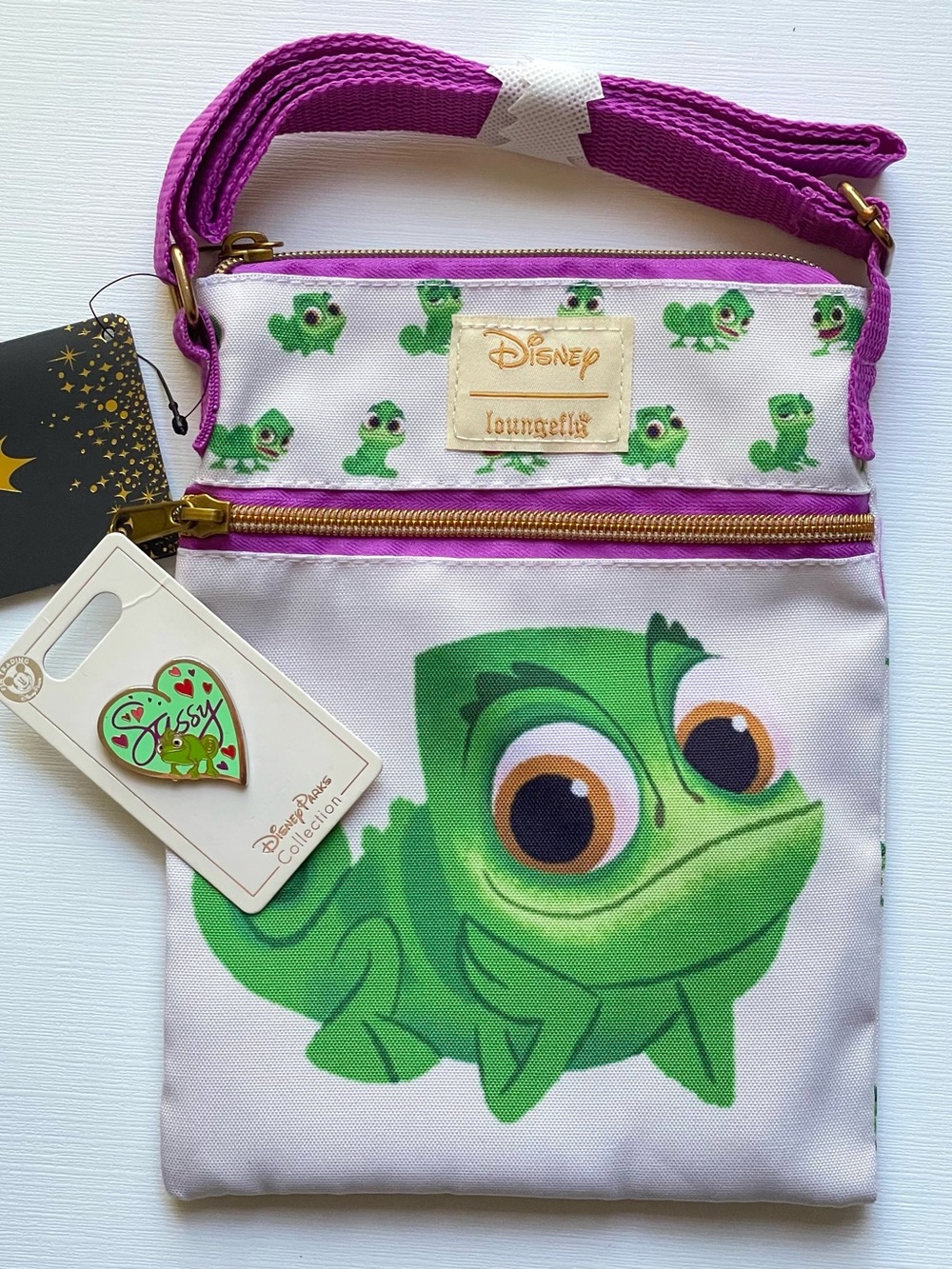 Loungefly Disney Tangled Pascal Passport Crossbody Bag And Enamel Pin